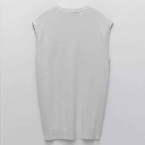 Zara light gray knit gray vest NWT - Picture 3 of 5
